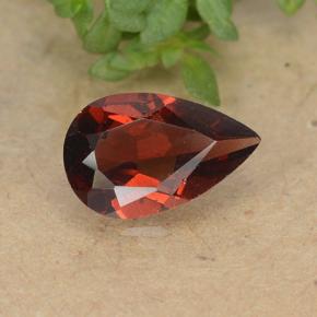 Granada piropo vermelho natural 0,86ct, formato de pêra, VVS-VS