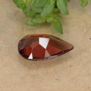Granada piropo vermelho natural 0,86ct, formato de pêra, VVS-VS