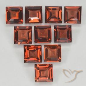 Pedras preciosas de Granada Piropo vermelho médio natural de 3.84 ct, Quadrado, VVS-VS