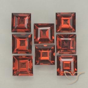 Pedras preciosas de Granada Piropo Vermelho escarlate natural de 3.67 ct, Quadrado, VVS-VS