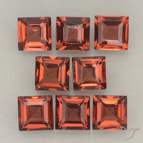 3.42ctw Natural vermelho médio Granada Piropo, Quadrado, VVS-VS