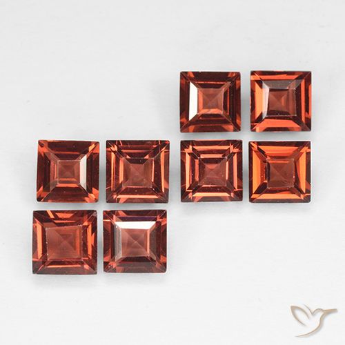3.14ctw Natural Tijolo vermelho Granada Piropo, Quadrado, VVS-VS