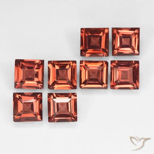 3.42ctw Natural Tijolo vermelho Granada Piropo, Quadrado, VVS-VS