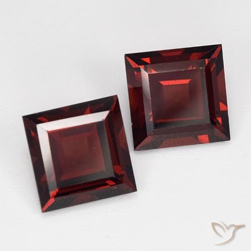 Pedras preciosas de Granada Piropo Vermelho escuro natural de 4.24 ct, Quadrado, VVS-VS