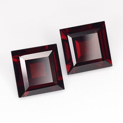 Pedras preciosas de Granada Piropo Vermelho escuro natural de 5.63 ct, Quadrado, VVS-VS