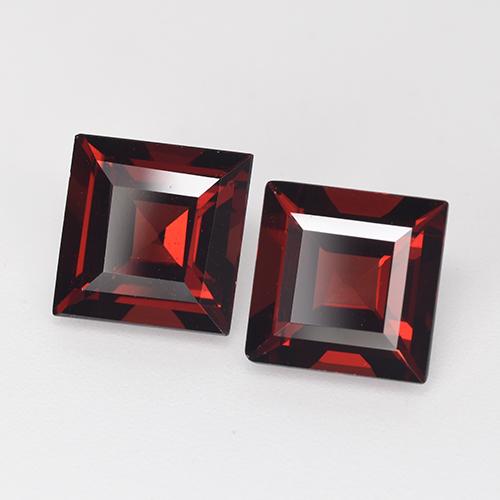 Pedras preciosas de granada piropo vermelho natural de 5,53 ct, quadrado, VVS-VS