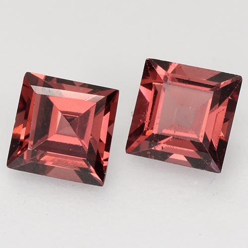 Pedras preciosas de granada piropo vermelho natural de 0,92 ct, quadrado, VVS-VS