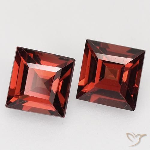 Pedras preciosas de Granada Piropo Vermelho Sangue Profundo natural de 0.89 ct, Quadrado, VVS-VS