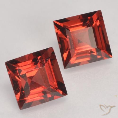 Pedras preciosas de Granada Piropo vermelho médio natural de 1.02 ct, Quadrado, VVS-VS