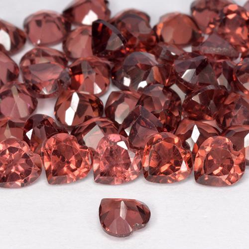 Pedras preciosas de Granada Piropo Vermelho escuro natural de 1.25 ct, Formato de coração, VVS-VS