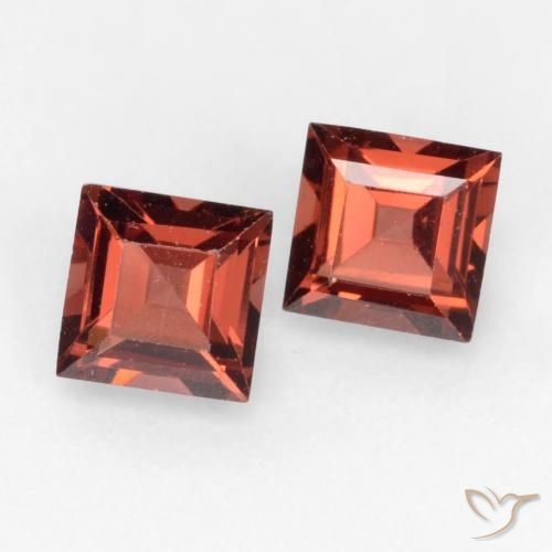 Pedras preciosas de Granada Piropo Vermelho Tijolo Profundo natural de 0.89 ct, Quadrado, VVS-VS