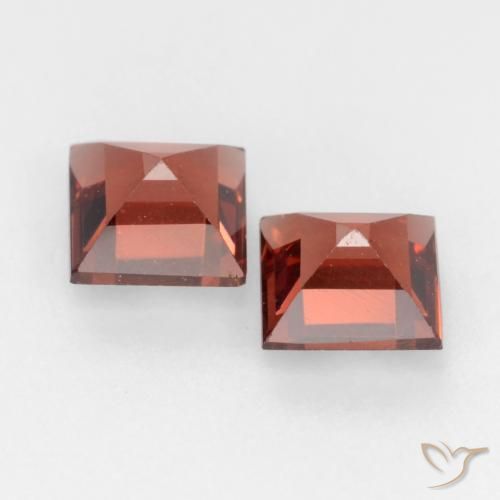 Pedras preciosas de Granada Piropo Vermelho Tijolo Profundo natural de 0.89 ct, Quadrado, VVS-VS