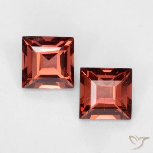 Pedras preciosas de Granada Piropo Vermelho Tijolo Profundo natural de 0.81 ct, Quadrado, VVS-VS