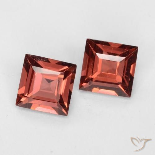 Pedras preciosas de Granada Piropo Vermelho Tijolo Profundo natural de 0.81 ct, Quadrado, VVS-VS