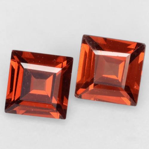 Pedras preciosas de granada piropo vermelho natural de 0,84 ct, quadrado, VVS-VS