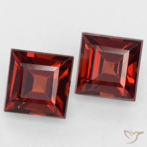 Pedras preciosas de Granada Piropo Vermelho Sangue Profundo natural de 0.92 ct, Quadrado, VVS-VS