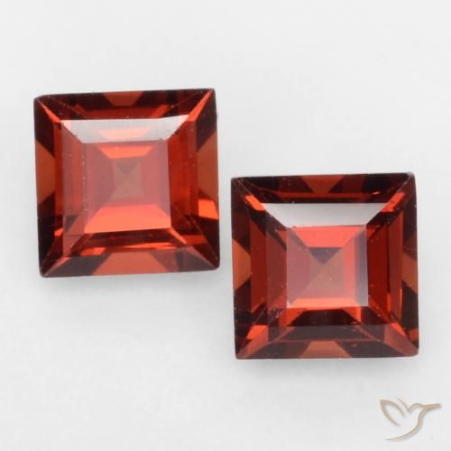 0.93ctw Natural vermelho médio Granada Piropo, Quadrado, VVS-VS