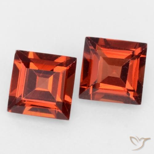 Pedras preciosas de Granada Piropo Vermelho brilhante natural de 0.85 ct, Quadrado, VVS-VS