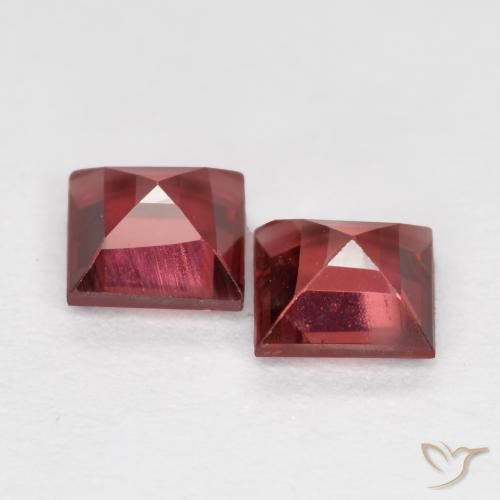 Pedras preciosas de Granada Piropo Vermelho rosado natural de 0.99 ct, Quadrado, VS