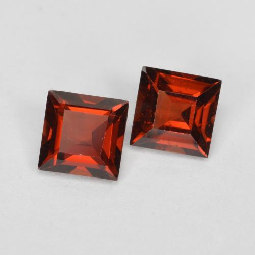 Pedras preciosas de granada piropo vermelho natural de 0,89 ct, quadrado, VS