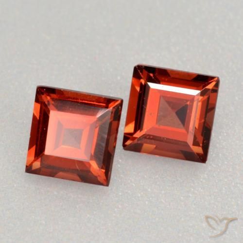 Pedras preciosas de Granada Piropo vermelho médio natural de 0.88 ct, Quadrado, VS