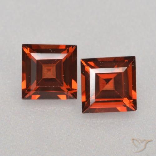 Pedras preciosas de granada piropo vermelho natural de 0,85 ct, quadrado, VS