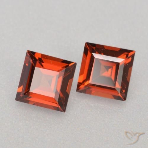 Pedras preciosas de granada piropo vermelho natural de 0,85 ct, quadrado, VS