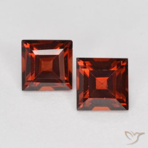 Pedras preciosas de granada piropo vermelho natural de 0,84 ct, quadrado, VS