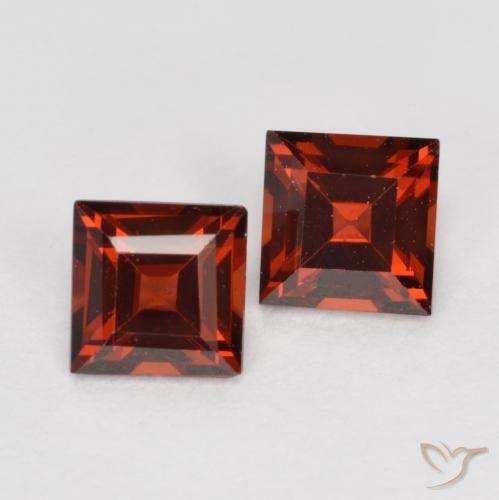 Pedras preciosas de granada piropo vermelho natural de 0,84 ct, quadrado, VS