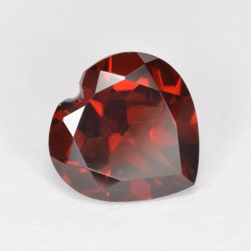 Granada piropo vermelho natural 2,06ct, formato de coração, VVS-VS