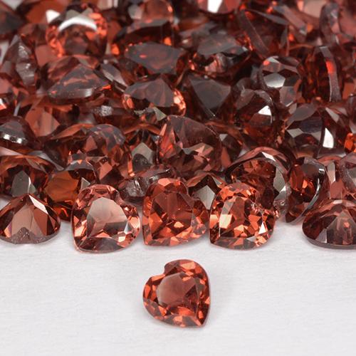 Pedras preciosas de granada piropo vermelho natural de 1,42 ct, formato de coração, VS