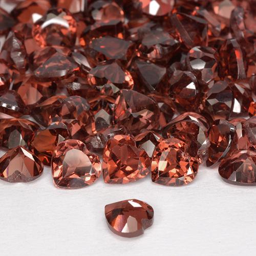 Pedras preciosas de granada piropo vermelho natural de 1,42 ct, formato de coração, VS