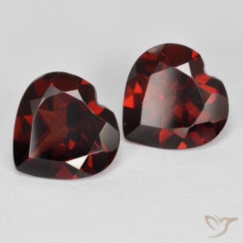 Pedras preciosas de Granada Piropo Vermelho escuro natural de 3.84 ct, Coração, VS