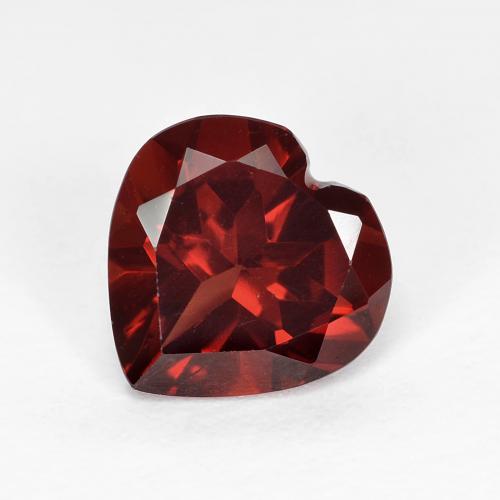 Granada piropo vermelho natural 1,90ct, formato de coração, VVS-VS