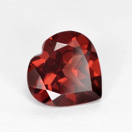 Granada piropo vermelho natural 1,83ct, formato de coração, VVS-VS