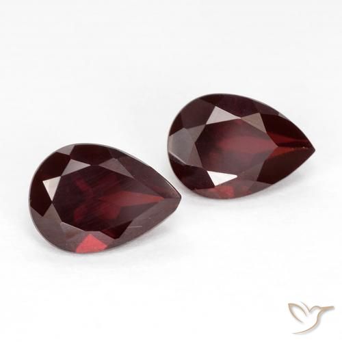 Pedras preciosas de Granada Piropo Vermelho escuro natural de 1.85 ct, Formato de pêra, VVS-VS