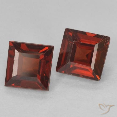 Pedras preciosas de granada piropo vermelho natural de 1,08 ct, quadrado, VS