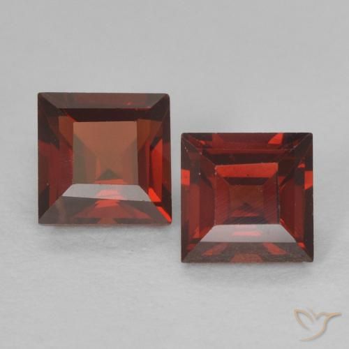Pedras preciosas de granada piropo vermelho natural de 0,91 ct, quadrado, VVS-VS