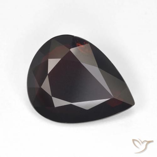 Granada Piropo vermelho mogno Natural 4.28ct, Formato de pêra, VVS
