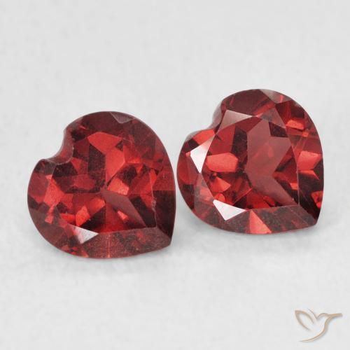 Pedras preciosas de Granada Piropo Vermelho Escarlate Profundo natural de 1.30 ct, Coração, VS