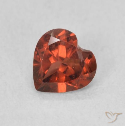 0.56ct Natural Laranja Vermelho Granada Piropo, Coração, VS