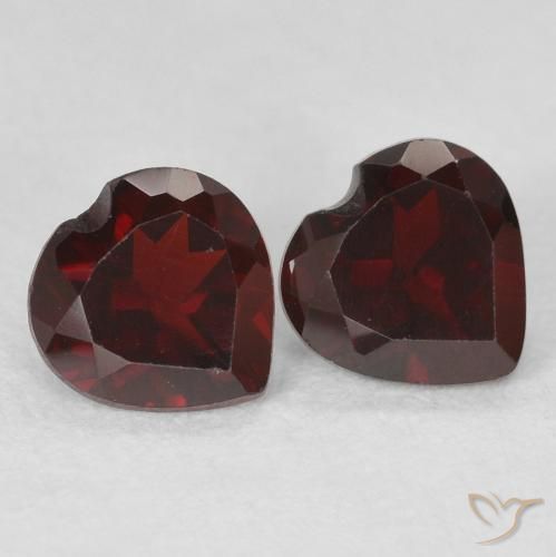 Pedras preciosas de Granada Piropo Vermelho escuro natural de 1.10 ct, Coração, VVS-VS