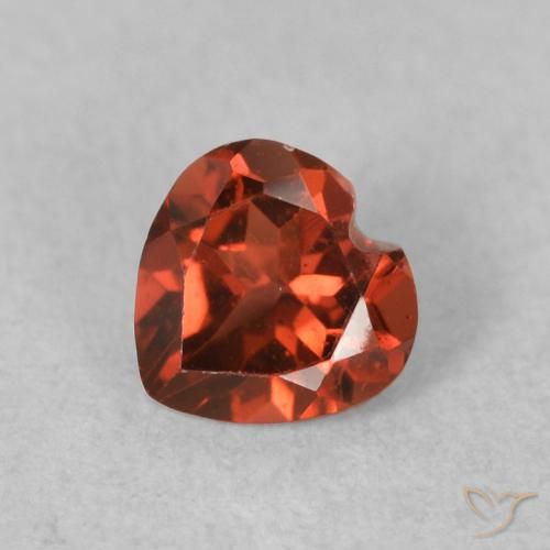 0.59ct Natural Vermelho brilhante Granada Piropo, Coração, VVS-VS