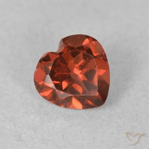 Granada Piropo Vermelho brilhante Natural 0.59ct, Coração, VVS-VS