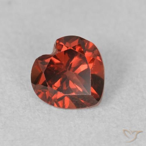 Granada Piropo groselha vermelha Natural 0.64ct, Coração, VVS-VS