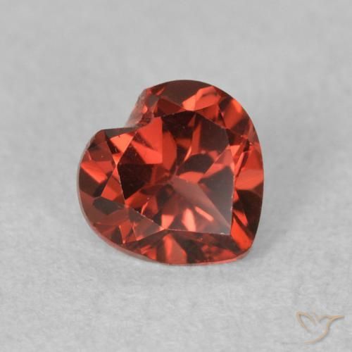 Granada Piropo groselha vermelha Natural 0.62ct, Coração, VVS-VS