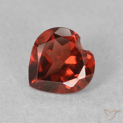 0.64ct Natural Vermelho brilhante Granada Piropo, Coração, VVS-VS