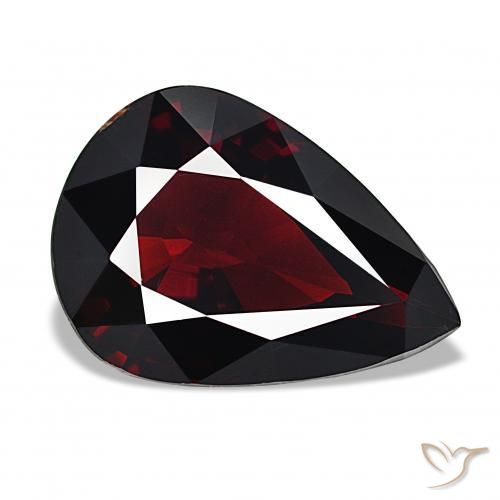 Granada Piropo vermelho escuro Natural 13.92ct, Formato de pêra, VS