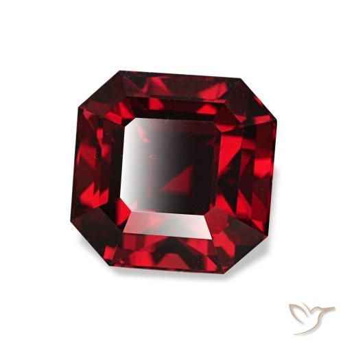 Granada piropo vermelho natural 2,01ct, corte esmeralda, VS