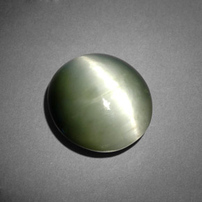 Quartzo Olho de Gato Verde Natural 7.29ct, Corte Oval, Opaco